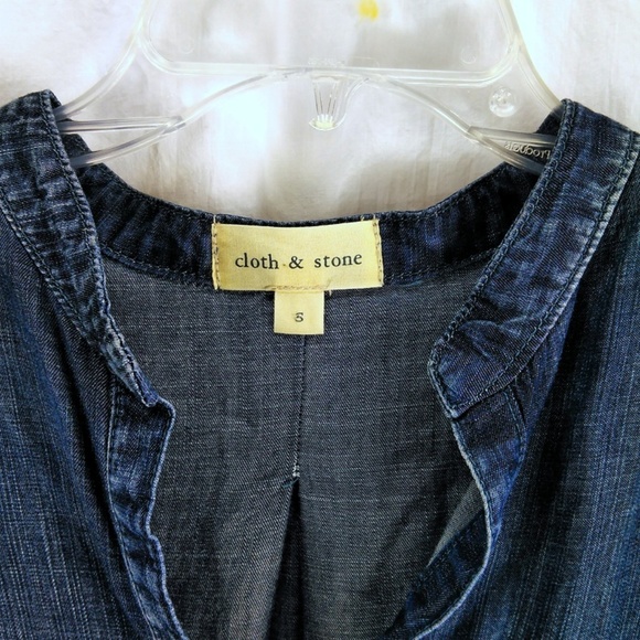 Cloth & Stone Etta Chambray Popover Blouse Shirt - Picture 2 of 4